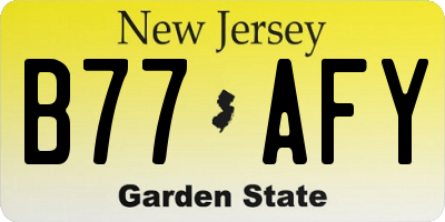 NJ license plate B77AFY