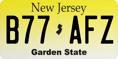 NJ license plate B77AFZ
