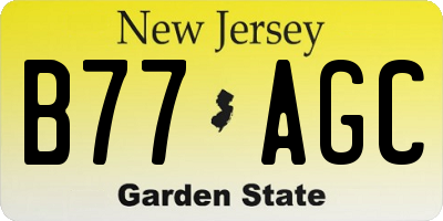 NJ license plate B77AGC