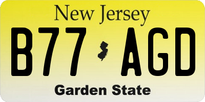 NJ license plate B77AGD
