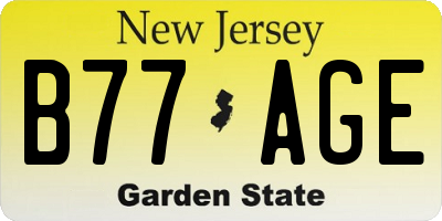 NJ license plate B77AGE