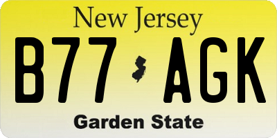 NJ license plate B77AGK