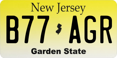 NJ license plate B77AGR