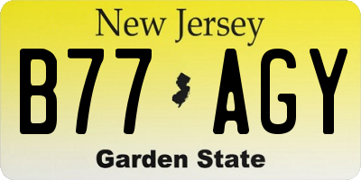 NJ license plate B77AGY