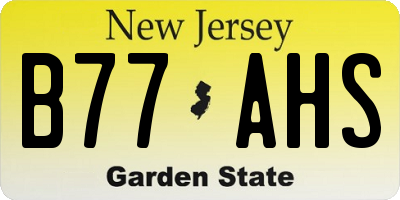 NJ license plate B77AHS