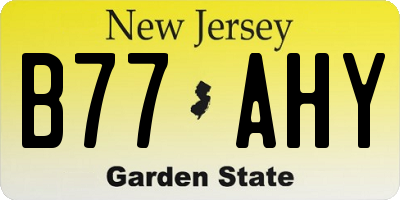 NJ license plate B77AHY