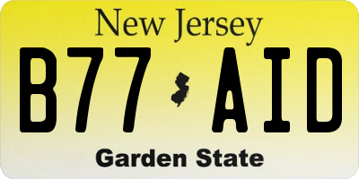 NJ license plate B77AID
