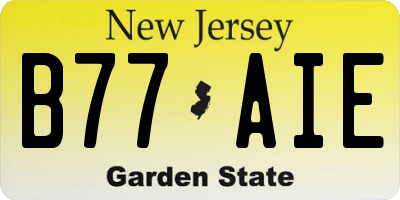 NJ license plate B77AIE