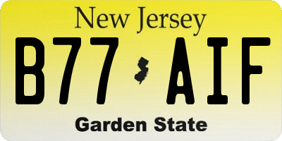 NJ license plate B77AIF