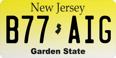 NJ license plate B77AIG