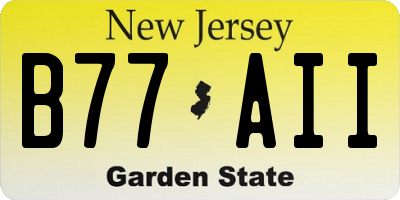 NJ license plate B77AII
