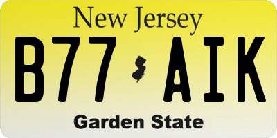 NJ license plate B77AIK