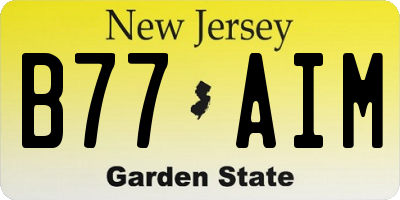 NJ license plate B77AIM