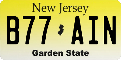 NJ license plate B77AIN