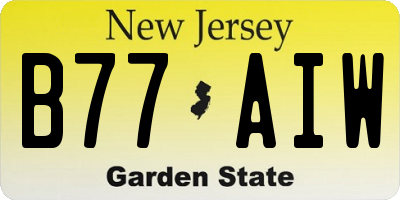 NJ license plate B77AIW