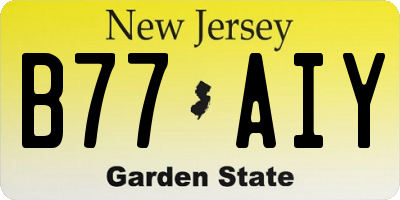 NJ license plate B77AIY