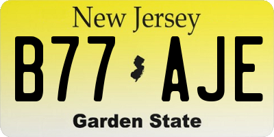 NJ license plate B77AJE