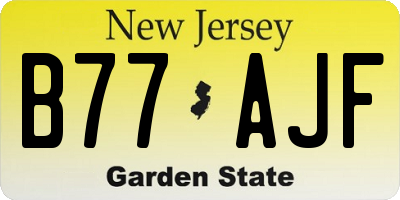NJ license plate B77AJF