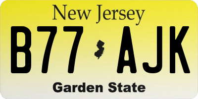 NJ license plate B77AJK