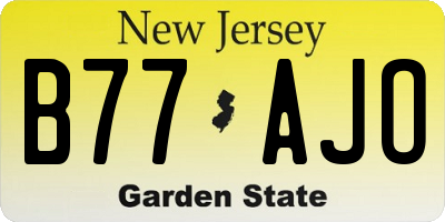 NJ license plate B77AJO