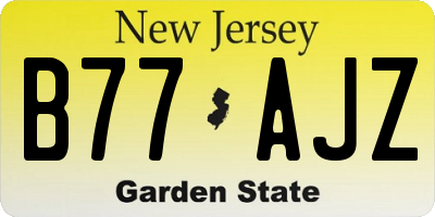NJ license plate B77AJZ