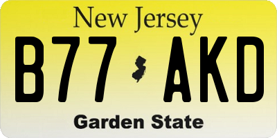NJ license plate B77AKD