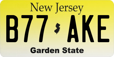 NJ license plate B77AKE