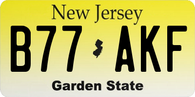 NJ license plate B77AKF