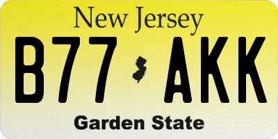 NJ license plate B77AKK