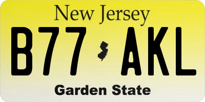 NJ license plate B77AKL