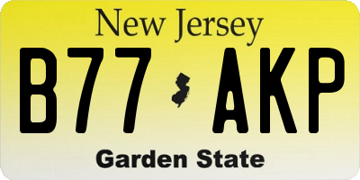 NJ license plate B77AKP