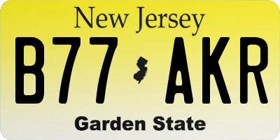 NJ license plate B77AKR