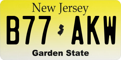 NJ license plate B77AKW