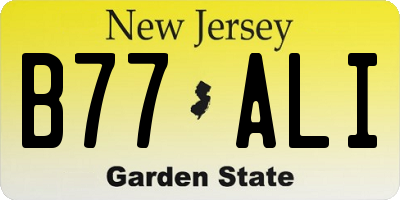 NJ license plate B77ALI