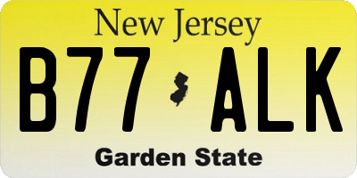 NJ license plate B77ALK