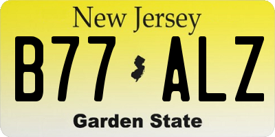 NJ license plate B77ALZ