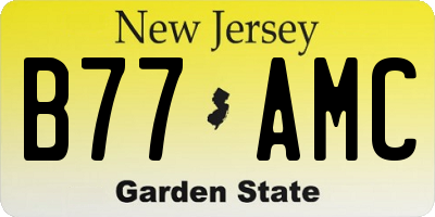 NJ license plate B77AMC