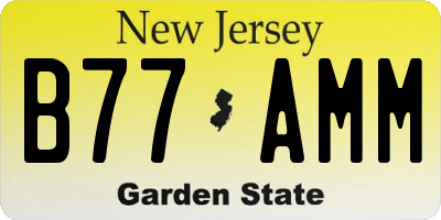 NJ license plate B77AMM