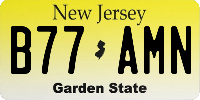 NJ license plate B77AMN