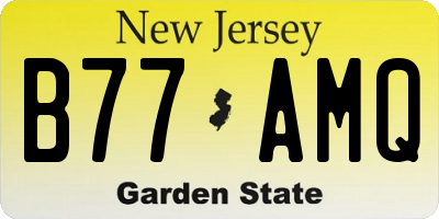 NJ license plate B77AMQ