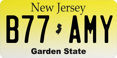 NJ license plate B77AMY