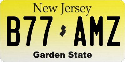 NJ license plate B77AMZ