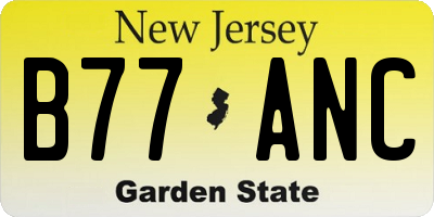 NJ license plate B77ANC