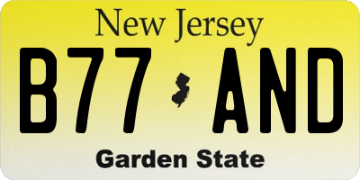 NJ license plate B77AND