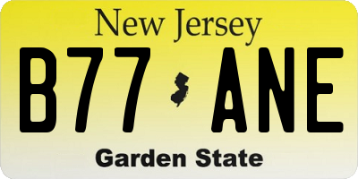 NJ license plate B77ANE