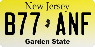 NJ license plate B77ANF