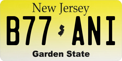 NJ license plate B77ANI