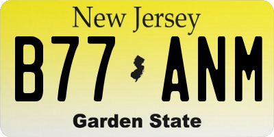 NJ license plate B77ANM