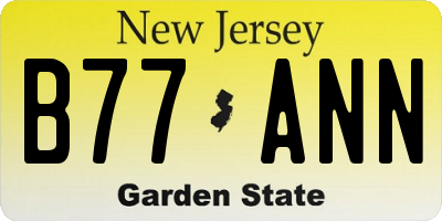 NJ license plate B77ANN