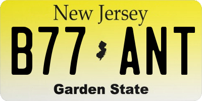 NJ license plate B77ANT